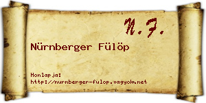 Nürnberger Fülöp névjegykártya